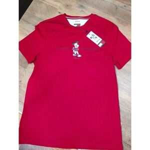 NWT Men's DISNEY x Tommy‎ Hilfiger Mickey Mouse Burgandy S/S T-Shirt Size Small